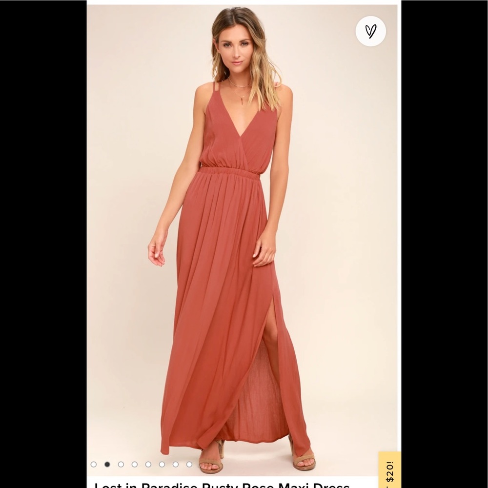 Lulus Lost in Paradise Rusty Rose Maxi Dress